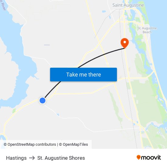 Hastings to St. Augustine Shores map