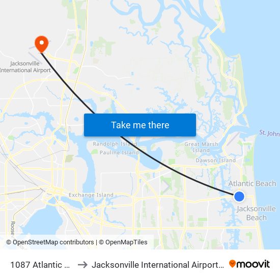 1087 Atlantic Blvd to Jacksonville International Airport - JAX map