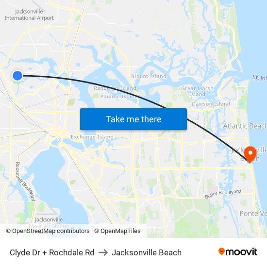 Clyde Dr + Rochdale Rd to Jacksonville Beach map