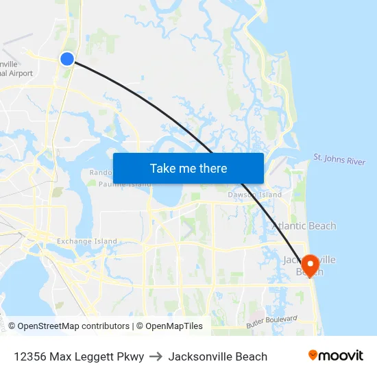 12356 Max Leggett Pkwy to Jacksonville Beach map