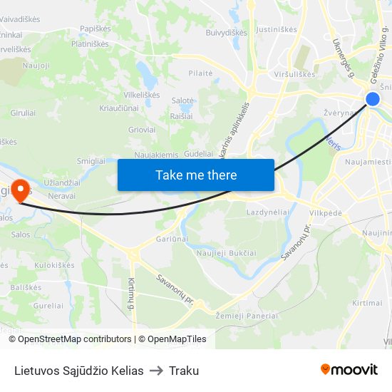 Lietuvos Sąjūdžio Kelias to Traku map
