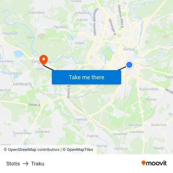 Stotis to Traku map