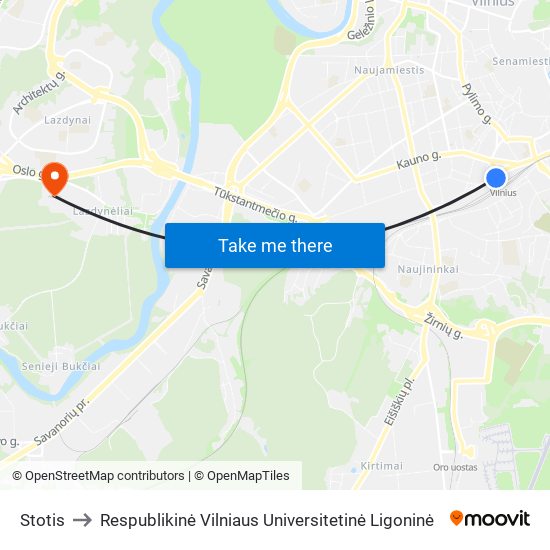 Stotis to Respublikinė Vilniaus Universitetinė Ligoninė map