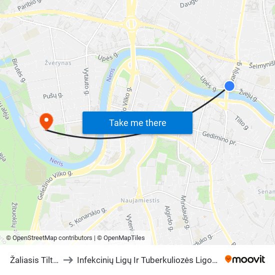 Žaliasis Tiltas to Infekcinių Ligų Ir Tuberkuliozės Ligoninė map