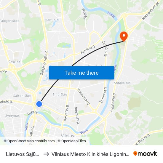 Lietuvos Sąjūdžio Kelias to Vilniaus Miesto Klinikinės Ligoninės Antakalnio Filialas map