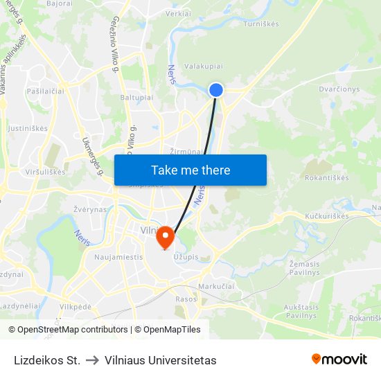 Lizdeikos St. to Vilniaus Universitetas map