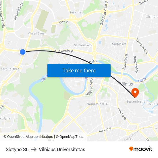 Sietyno St. to Vilniaus Universitetas map