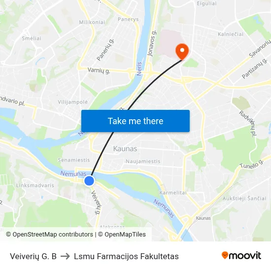 Veiverių G. B to Lsmu Farmacijos Fakultetas map