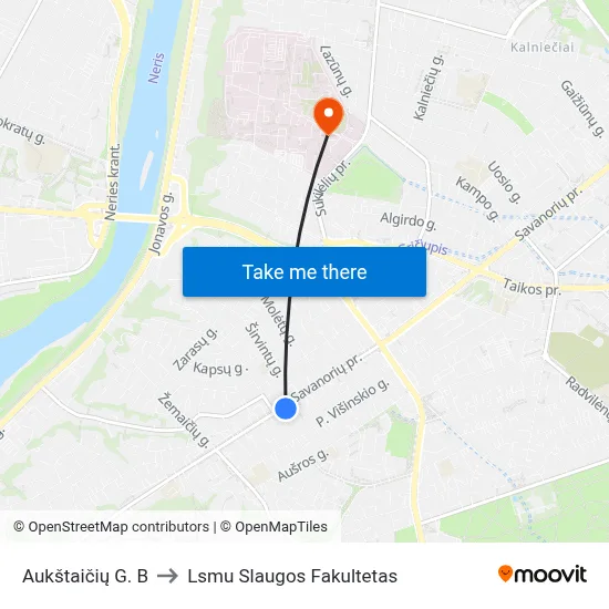 Aukštaičių G. B to Lsmu Slaugos Fakultetas map