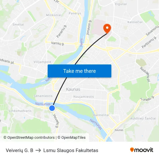 Veiverių G. B to Lsmu Slaugos Fakultetas map