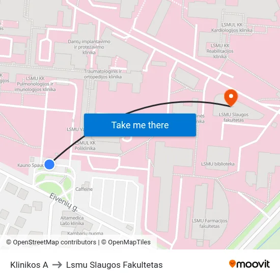 Klinikos A to Lsmu Slaugos Fakultetas map