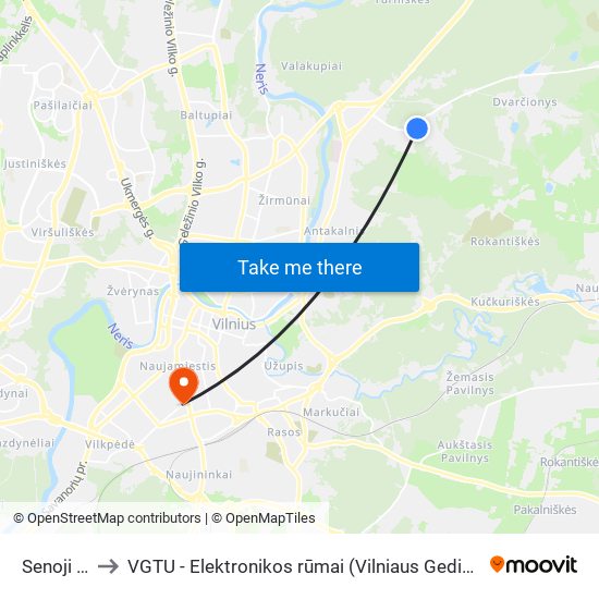 Senoji Plytinė to VGTU - Elektronikos rūmai (Vilniaus Gedimino technikos universitetas) map