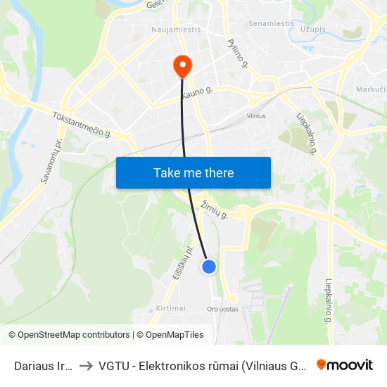 Dariaus Ir Girėno St. to VGTU - Elektronikos rūmai (Vilniaus Gedimino technikos universitetas) map