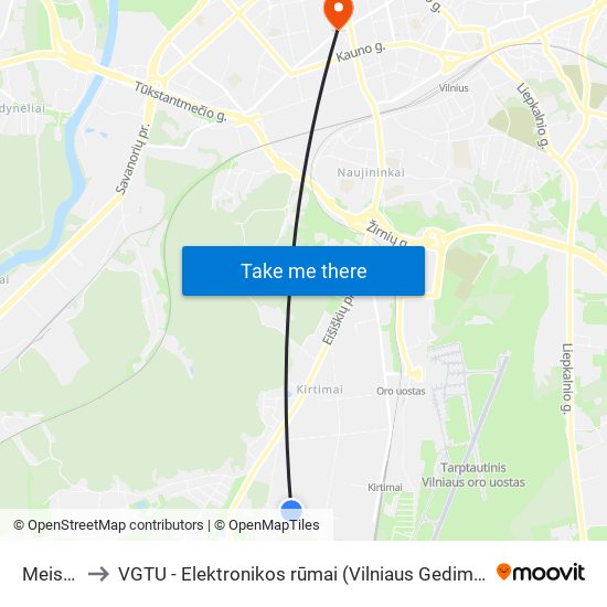 Meistrų St. to VGTU - Elektronikos rūmai (Vilniaus Gedimino technikos universitetas) map