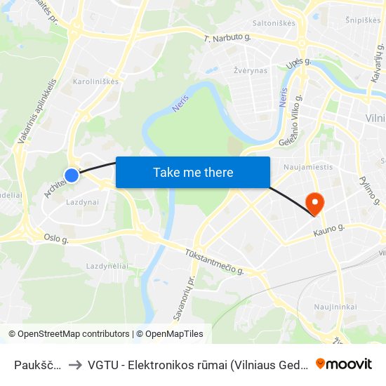 Paukščių Takas to VGTU - Elektronikos rūmai (Vilniaus Gedimino technikos universitetas) map