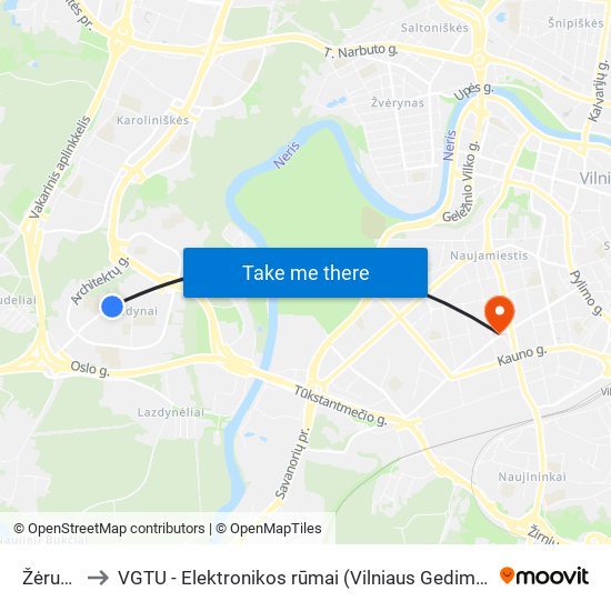 Žėručio St. to VGTU - Elektronikos rūmai (Vilniaus Gedimino technikos universitetas) map