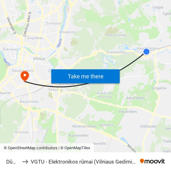 Dūmų St. to VGTU - Elektronikos rūmai (Vilniaus Gedimino technikos universitetas) map