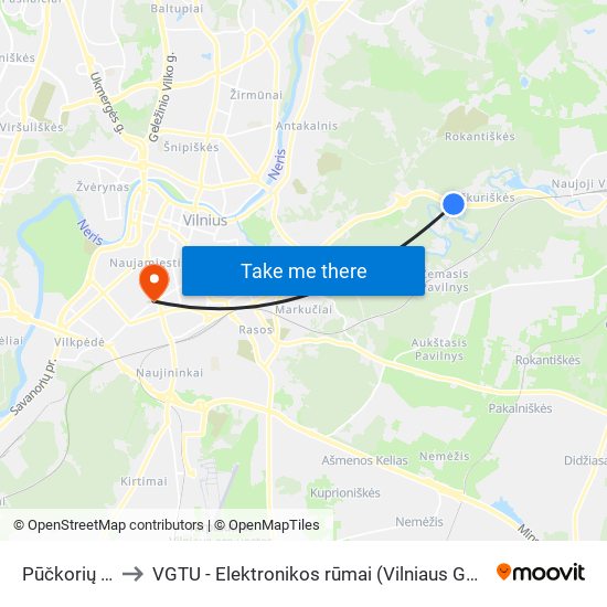 Pūčkorių Atodanga to VGTU - Elektronikos rūmai (Vilniaus Gedimino technikos universitetas) map