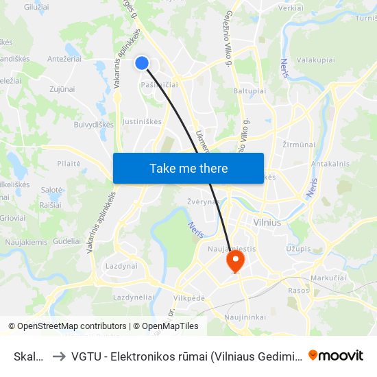 Skalvių St. to VGTU - Elektronikos rūmai (Vilniaus Gedimino technikos universitetas) map