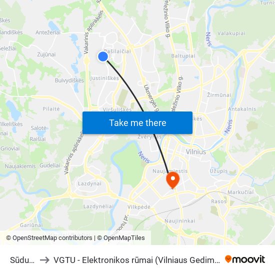 Sūduvių St. to VGTU - Elektronikos rūmai (Vilniaus Gedimino technikos universitetas) map