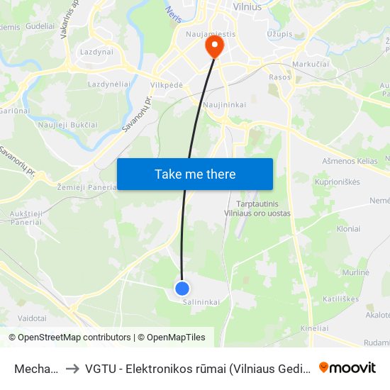 Mechanikų St. to VGTU - Elektronikos rūmai (Vilniaus Gedimino technikos universitetas) map