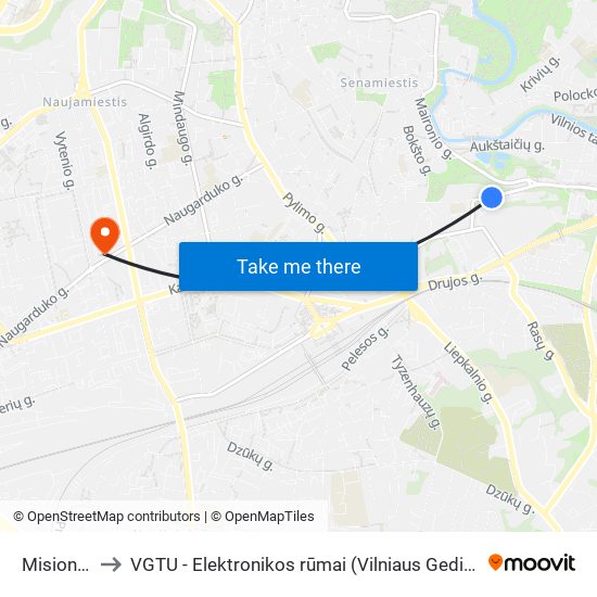 Misionierių St. to VGTU - Elektronikos rūmai (Vilniaus Gedimino technikos universitetas) map