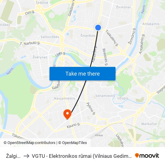 Žalgirio St. to VGTU - Elektronikos rūmai (Vilniaus Gedimino technikos universitetas) map