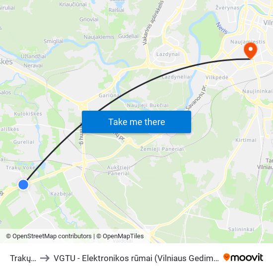 Trakų Vokė to VGTU - Elektronikos rūmai (Vilniaus Gedimino technikos universitetas) map