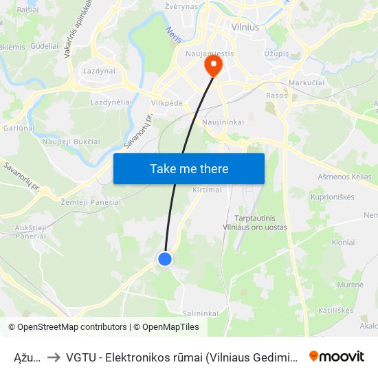 Ąžuolijai to VGTU - Elektronikos rūmai (Vilniaus Gedimino technikos universitetas) map