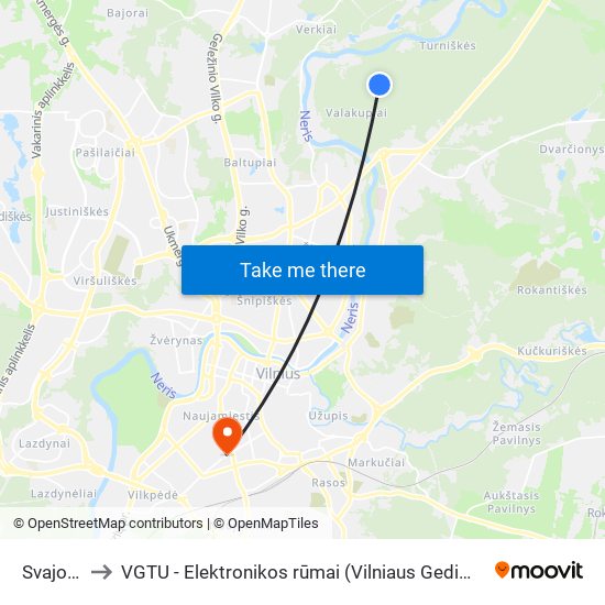 Svajonių St. to VGTU - Elektronikos rūmai (Vilniaus Gedimino technikos universitetas) map