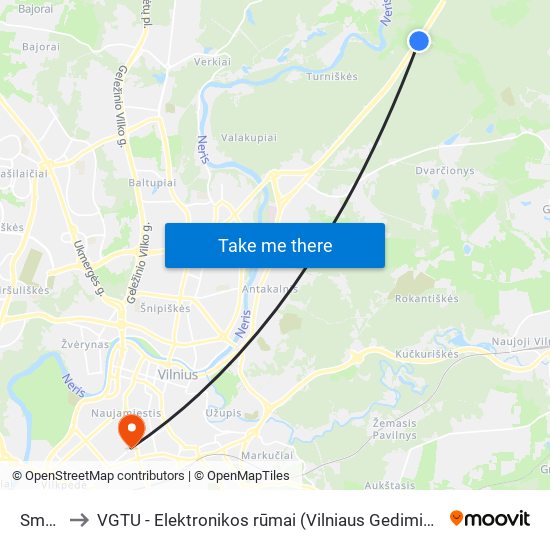 Smėlynė to VGTU - Elektronikos rūmai (Vilniaus Gedimino technikos universitetas) map