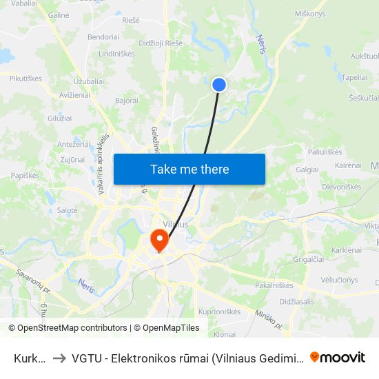 Kurklių St. to VGTU - Elektronikos rūmai (Vilniaus Gedimino technikos universitetas) map