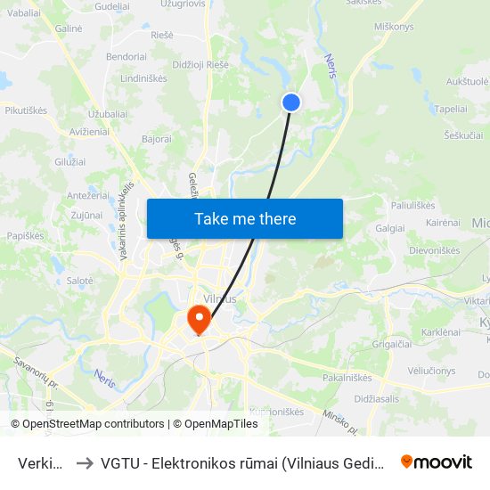 Verkių Riešė to VGTU - Elektronikos rūmai (Vilniaus Gedimino technikos universitetas) map