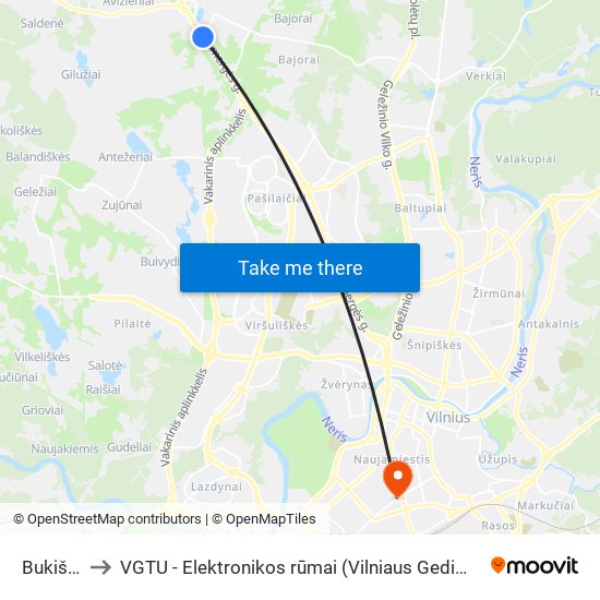 Bukiškių St. to VGTU - Elektronikos rūmai (Vilniaus Gedimino technikos universitetas) map