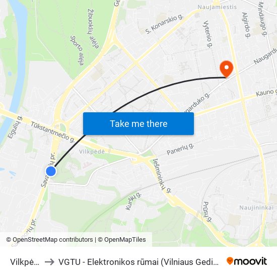 Vilkpėdės St. to VGTU - Elektronikos rūmai (Vilniaus Gedimino technikos universitetas) map