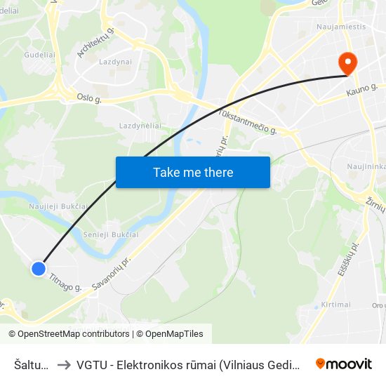 Šaltupio St. to VGTU - Elektronikos rūmai (Vilniaus Gedimino technikos universitetas) map
