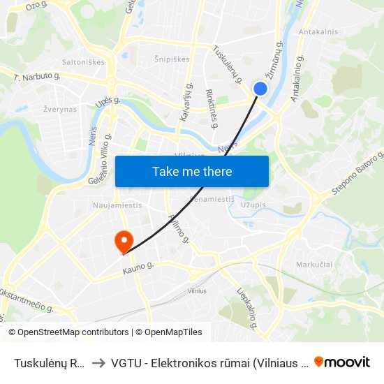 Tuskulėnų Rimties Parkas to VGTU - Elektronikos rūmai (Vilniaus Gedimino technikos universitetas) map