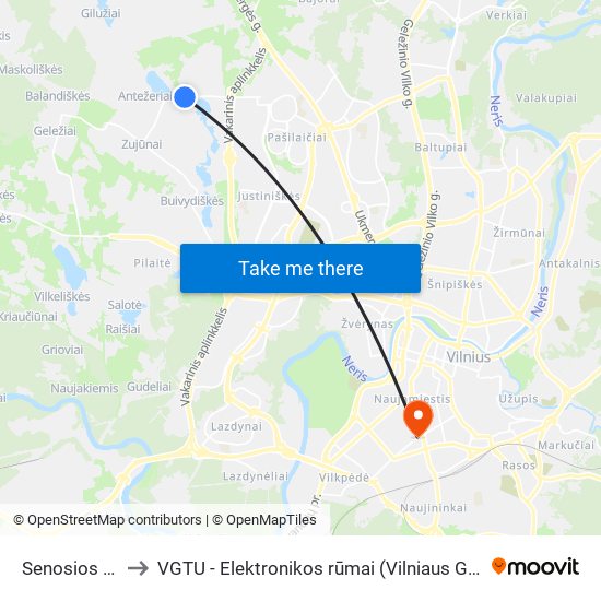 Senosios Gineitiškės to VGTU - Elektronikos rūmai (Vilniaus Gedimino technikos universitetas) map