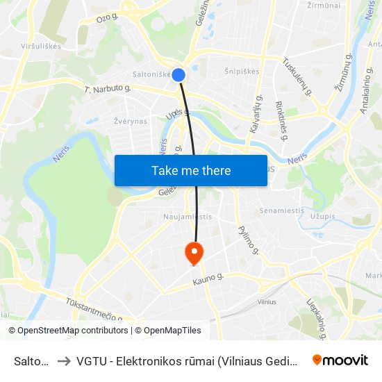 Saltoniškės to VGTU - Elektronikos rūmai (Vilniaus Gedimino technikos universitetas) map