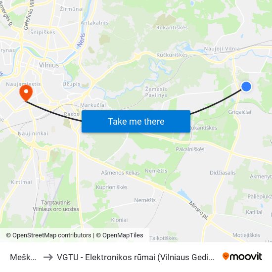 Meškonių St. to VGTU - Elektronikos rūmai (Vilniaus Gedimino technikos universitetas) map