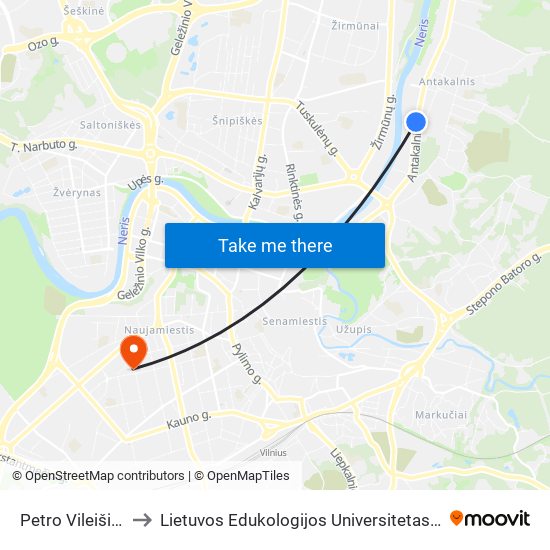 Petro Vileišio St. to Lietuvos Edukologijos Universitetas II Rumai map