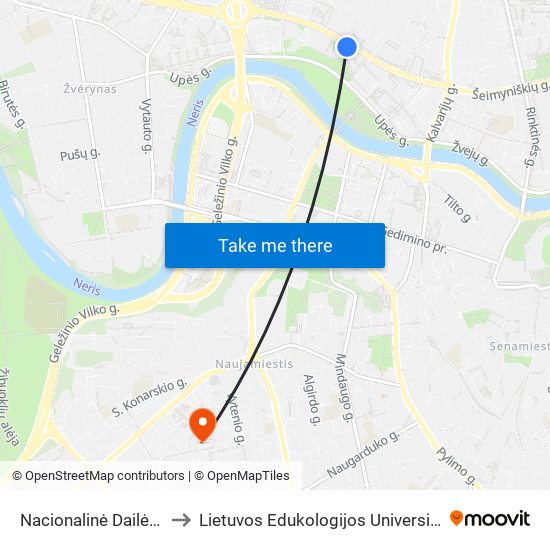 Nacionalinė Dailės Galerija to Lietuvos Edukologijos Universitetas II Rumai map