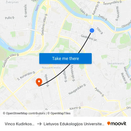 Vinco Kudirkos Aikštė to Lietuvos Edukologijos Universitetas II Rumai map