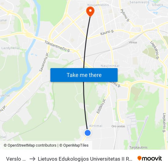 Verslo St. to Lietuvos Edukologijos Universitetas II Rumai map