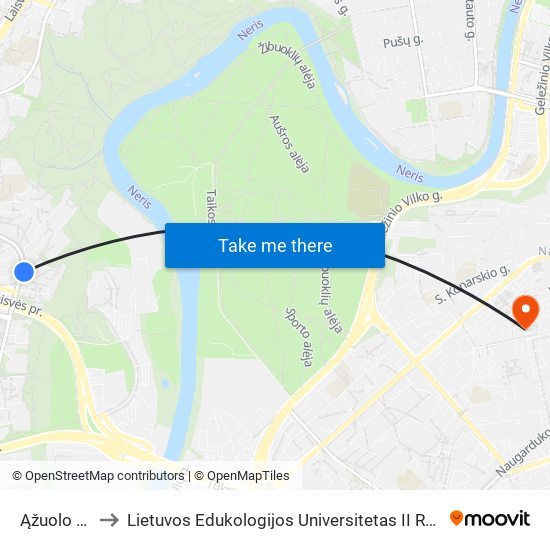 Ąžuolo St. to Lietuvos Edukologijos Universitetas II Rumai map