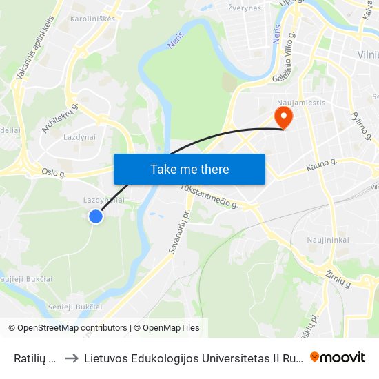 Ratilių St. to Lietuvos Edukologijos Universitetas II Rumai map