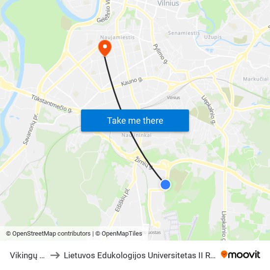 Vikingų St. to Lietuvos Edukologijos Universitetas II Rumai map