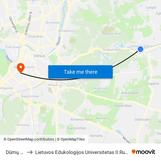 Dūmų St. to Lietuvos Edukologijos Universitetas II Rumai map