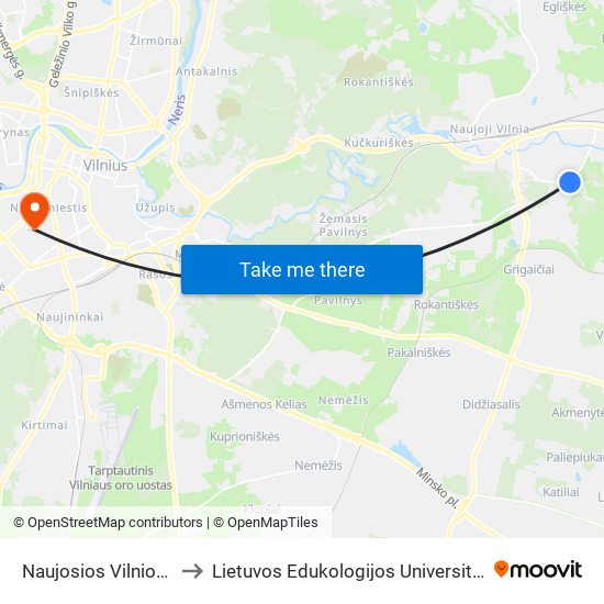 Naujosios Vilnios Žiedas to Lietuvos Edukologijos Universitetas II Rumai map