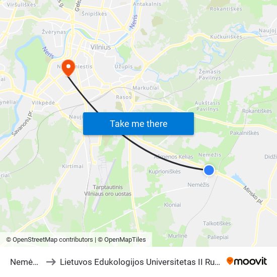 Nemėžis to Lietuvos Edukologijos Universitetas II Rumai map